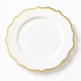Ornate Gold Trim 10.5" Premium Plastic Dinner Plates - 20 Pack